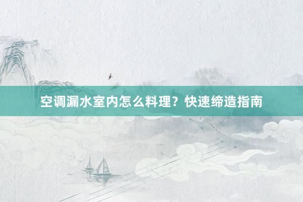 空调漏水室内怎么料理？快速缔造指南